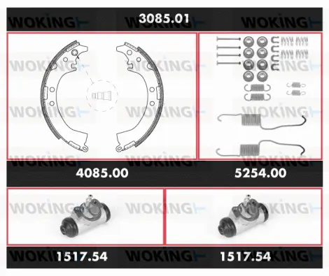 3085.01 WOKING Комплект тормозов, барабанный тормозной механизм (фото 1)