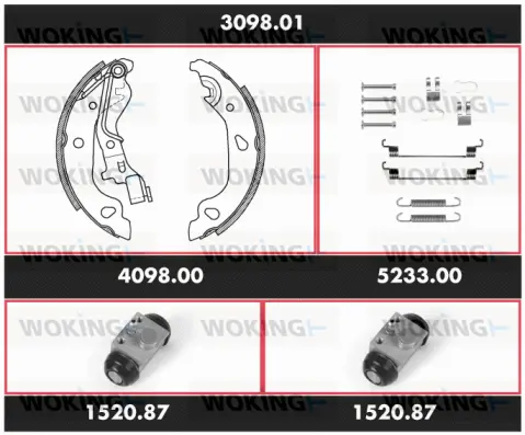 3098.01 WOKING Комплект тормозов, барабанный тормозной механизм (фото 1)