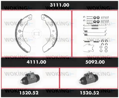 3111.00 WOKING Комплект тормозов, барабанный тормозной механизм (фото 1)