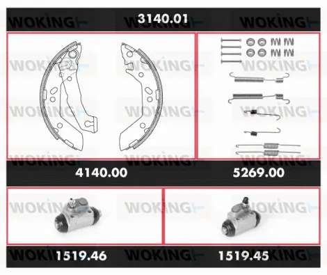 3140.01 WOKING Комплект тормозов, барабанный тормозной механизм (фото 1)