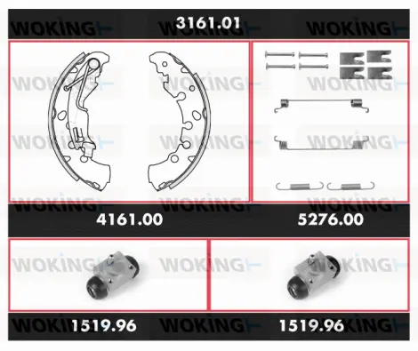 3161.01 WOKING Комплект тормозов, барабанный тормозной механизм (фото 1)