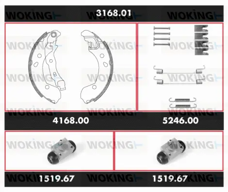 3168.01 WOKING Комплект тормозов, барабанный тормозной механизм (фото 1)