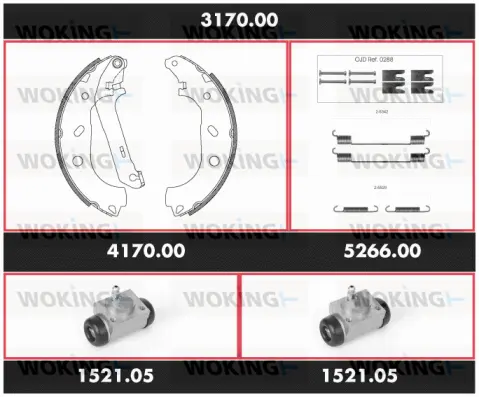 3170.00 WOKING Комплект тормозов, барабанный тормозной механизм (фото 1)