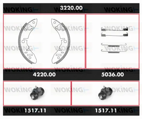 3220.00 WOKING Комплект тормозов, барабанный тормозной механизм (фото 1)