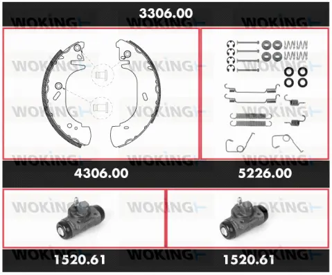 3306.00 WOKING Комплект тормозов, барабанный тормозной механизм (фото 1)