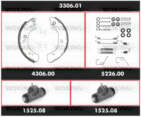 3306.01 WOKING Комплект тормозов, барабанный тормозной механизм (фото 1)