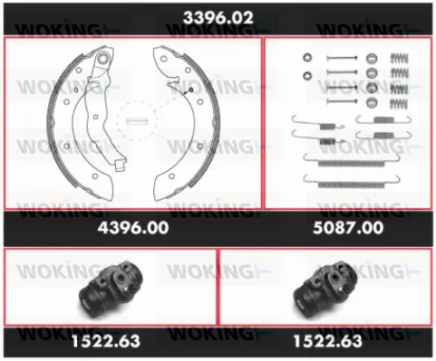 3396.02 WOKING Комплект тормозов, барабанный тормозной механизм (фото 1)