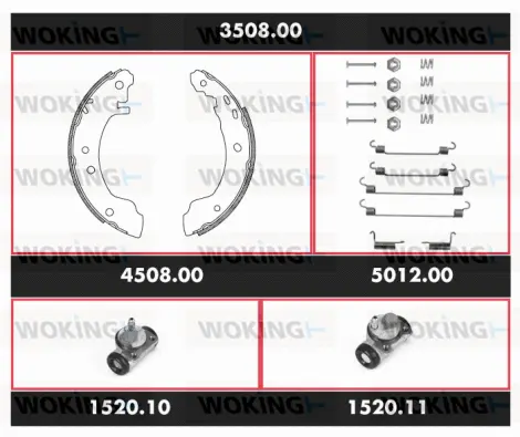 3508.00 WOKING Комплект тормозов, барабанный тормозной механизм (фото 1)