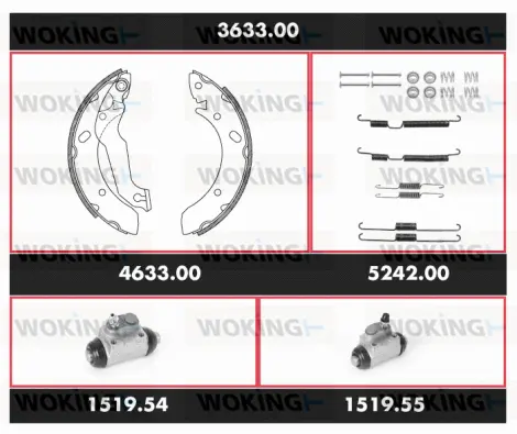 3633.00 WOKING Комплект тормозов, барабанный тормозной механизм (фото 1)