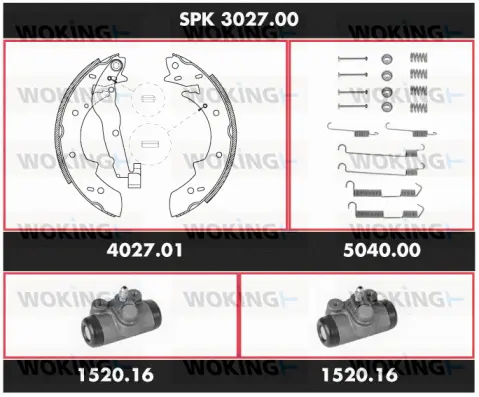 SPK 3027.00 WOKING Комплект тормозов, барабанный тормозной механизм (фото 1)
