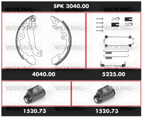 SPK 3040.00 WOKING Комплект тормозов, барабанный тормозной механизм (фото 1)