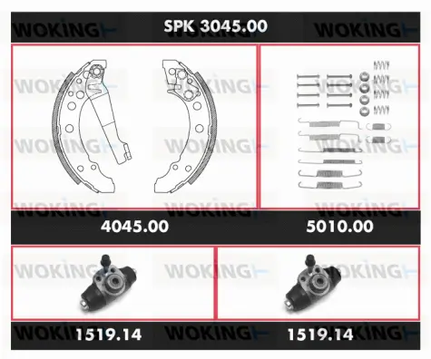 SPK 3045.00 WOKING Комплект тормозов, барабанный тормозной механизм (фото 1)