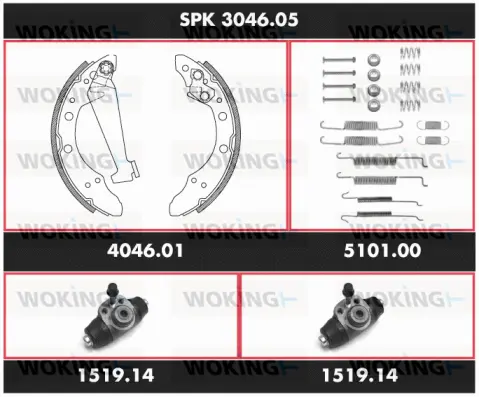 SPK 3046.05 WOKING Комплект тормозов, барабанный тормозной механизм (фото 1)