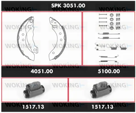 SPK 3051.00 WOKING Комплект тормозов, барабанный тормозной механизм (фото 1)