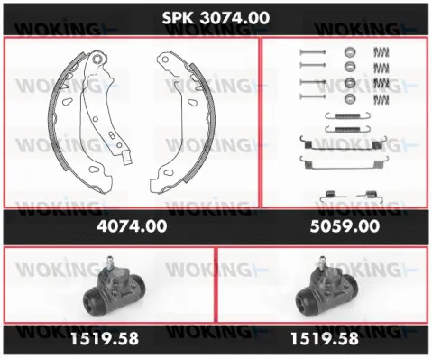 SPK 3074.00 WOKING Комплект тормозов, барабанный тормозной механизм (фото 1)