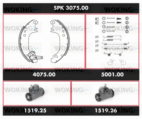 SPK 3075.00 WOKING Комплект тормозов, барабанный тормозной механизм (фото 1)