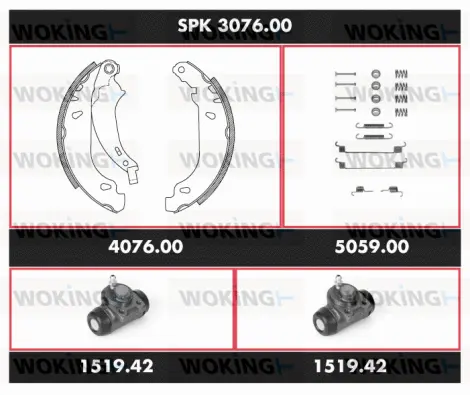 SPK 3076.00 WOKING Комплект тормозов, барабанный тормозной механизм (фото 1)