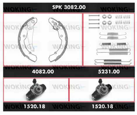 SPK 3082.00 WOKING Комплект тормозов, барабанный тормозной механизм (фото 1)