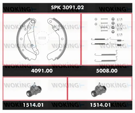 SPK 3091.02 WOKING Комплект тормозов, барабанный тормозной механизм (фото 1)