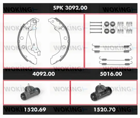 SPK 3092.00 WOKING Комплект тормозов, барабанный тормозной механизм (фото 1)