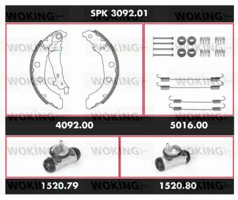 SPK 3092.01 WOKING Комплект тормозов, барабанный тормозной механизм (фото 1)