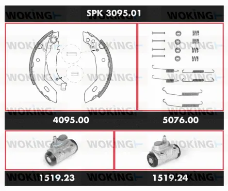 SPK 3095.01 WOKING Комплект тормозов, барабанный тормозной механизм (фото 1)