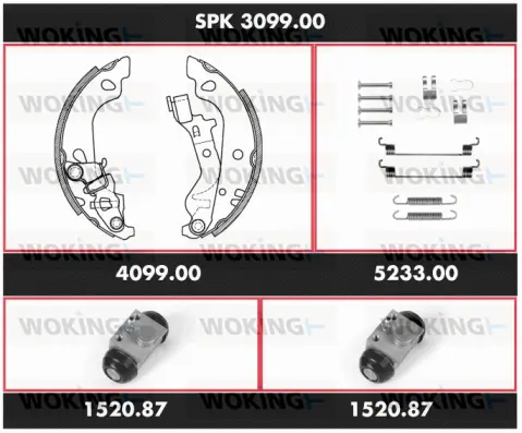 SPK 3099.00 WOKING Комплект тормозов, барабанный тормозной механизм (фото 1)