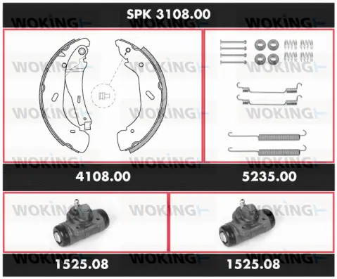 SPK 3108.00 WOKING Комплект тормозов, барабанный тормозной механизм (фото 1)