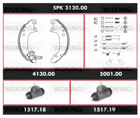 SPK 3130.00 WOKING Комплект тормозов, барабанный тормозной механизм (фото 1)