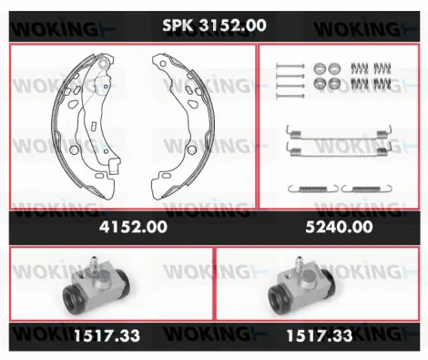 SPK 3152.00 WOKING Комплект тормозов, барабанный тормозной механизм (фото 1)