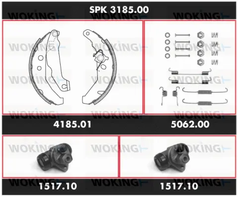 SPK 3185.00 WOKING Комплект тормозов, барабанный тормозной механизм (фото 1)