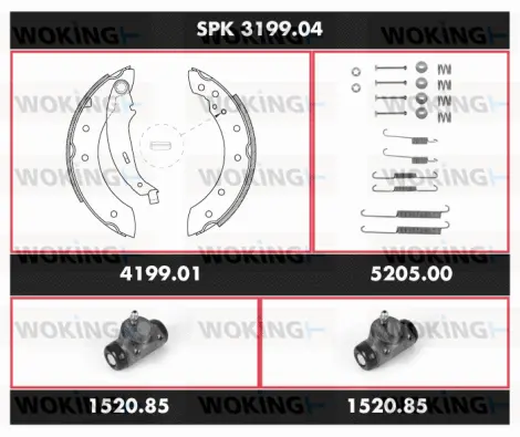 SPK 3199.04 WOKING Комплект тормозов, барабанный тормозной механизм (фото 1)