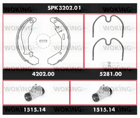 SPK 3202.01 WOKING Комплект тормозов, барабанный тормозной механизм (фото 1)