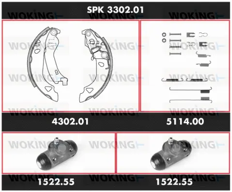 SPK 3302.01 WOKING Комплект тормозов, барабанный тормозной механизм (фото 1)
