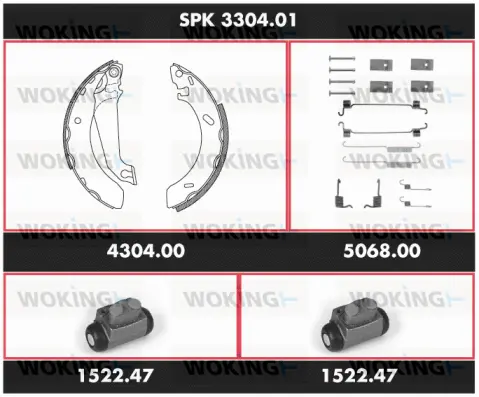 SPK 3304.01 WOKING Комплект тормозов, барабанный тормозной механизм (фото 1)