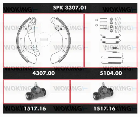 SPK 3307.01 WOKING Комплект тормозов, барабанный тормозной механизм (фото 1)