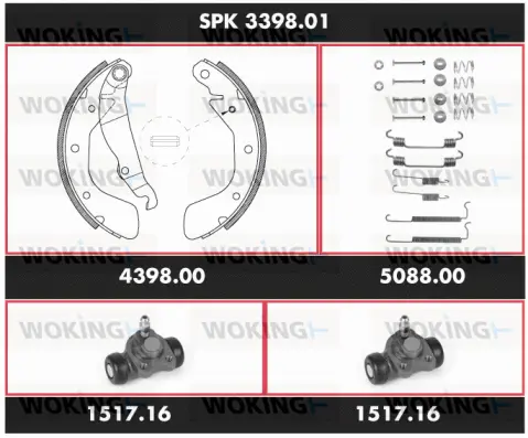 SPK 3398.01 WOKING Комплект тормозов, барабанный тормозной механизм (фото 1)