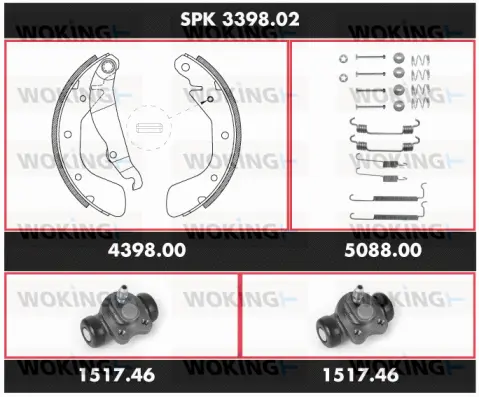 SPK 3398.02 WOKING Комплект тормозов, барабанный тормозной механизм (фото 1)