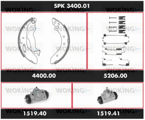 SPK 3400.01 WOKING Комплект тормозов, барабанный тормозной механизм (фото 1)