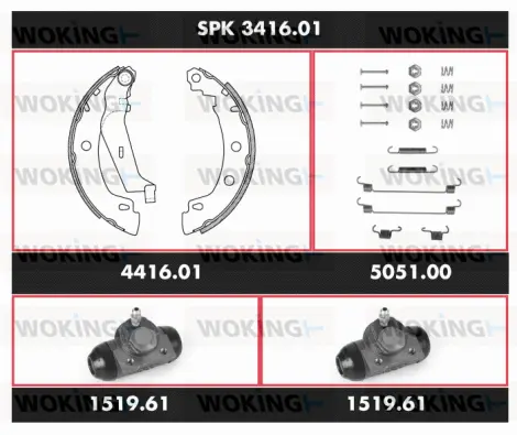 SPK 3416.01 WOKING Комплект тормозов, барабанный тормозной механизм (фото 1)