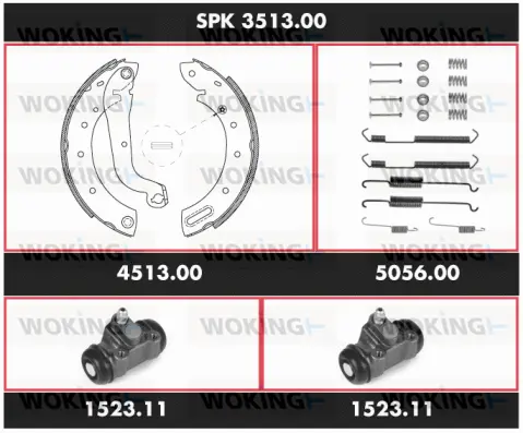 SPK 3513.00 WOKING Комплект тормозов, барабанный тормозной механизм (фото 1)