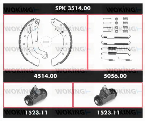 SPK 3514.00 WOKING Комплект тормозов, барабанный тормозной механизм (фото 1)