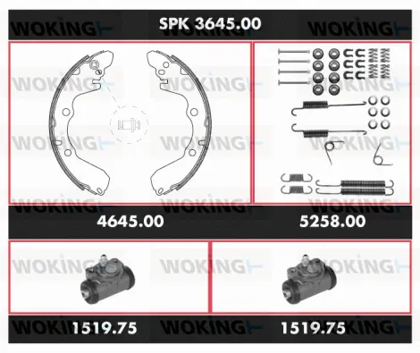 SPK 3645.00 WOKING Комплект тормозов, барабанный тормозной механизм (фото 1)