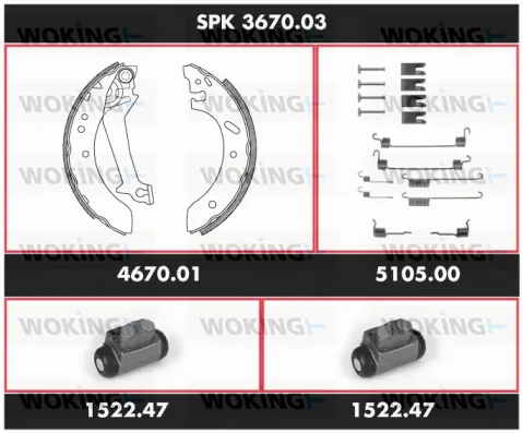 SPK 3670.03 WOKING Комплект тормозов, барабанный тормозной механизм (фото 1)