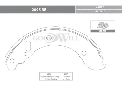2095 RB GOODWILL Комплект тормозов, барабанный тормозной механизм (фото 1)