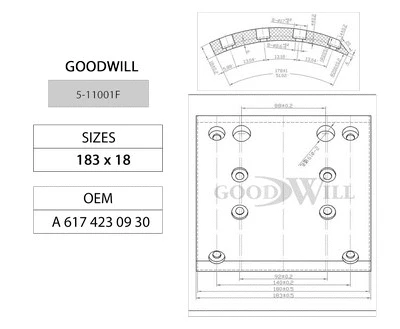 5-11001 F GOODWILL Комплект тормозов, барабанный тормозной механизм (фото 1)