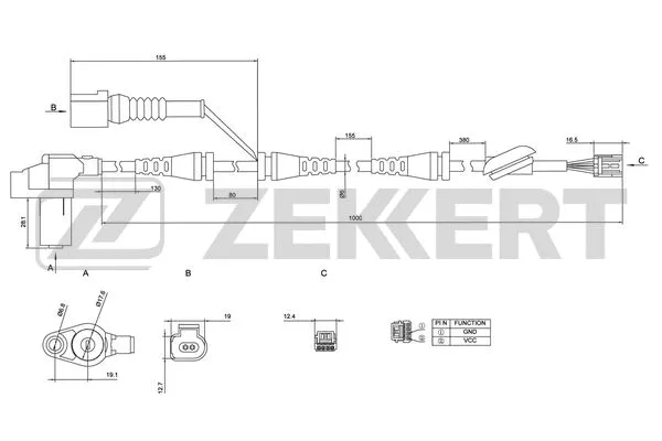 SE-6019 ZEKKERT Датчик, частота вращения колеса (фото 1)