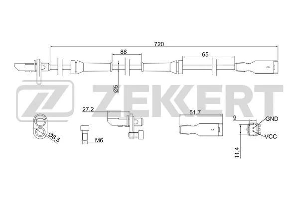 SE-6039 ZEKKERT Датчик, частота вращения колеса (фото 1)
