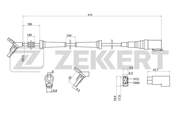 SE-6061 ZEKKERT Датчик, частота вращения колеса (фото 1)