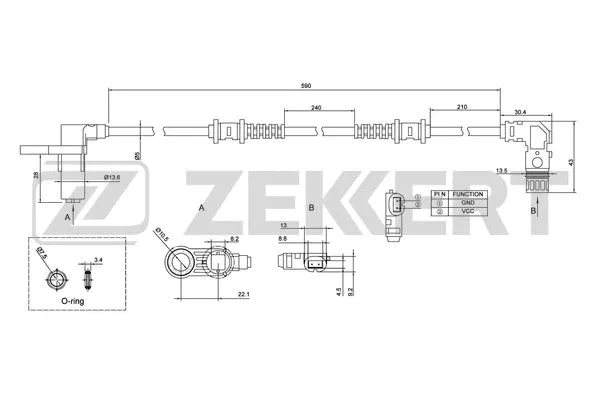 SE-6130 ZEKKERT Датчик, частота вращения колеса (фото 1)
